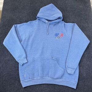 Vintage USA Olympics Hoodie Mens XL Blue Olympic Rings Sweatshirt Levi's 80s